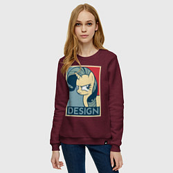 Свитшот хлопковый женский MLP: Design, цвет: меланж-бордовый — фото 2