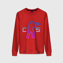 Свитшот хлопковый женский CS - логотип с бойцом, цвет: красный