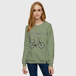 Свитшот хлопковый женский Lets bike it, цвет: авокадо — фото 2
