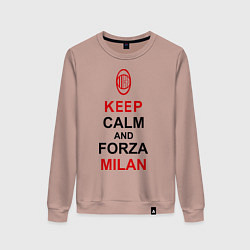 Свитшот хлопковый женский Keep Calm & Forza Milan, цвет: пыльно-розовый