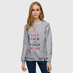 Свитшот хлопковый женский Keep Calm & Forza Milan, цвет: меланж — фото 2