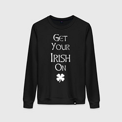 Свитшот хлопковый женский Get your irish on!, цвет: черный