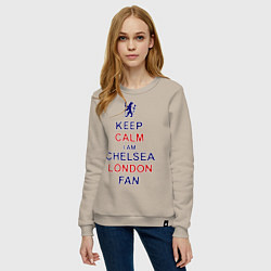 Свитшот хлопковый женский Keep Calm & Chelsea London fan цвета миндальный — фото 2