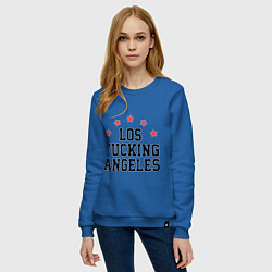 Свитшот хлопковый женский Los Fucking Angeles цвета синий — фото 2