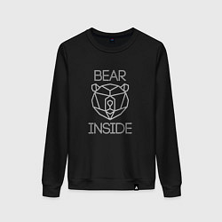 Свитшот хлопковый женский Bear Inside, цвет: черный