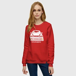 Свитшот хлопковый женский Toyota Chaser JZX100, цвет: красный — фото 2