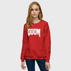Свитшот хлопковый женский DOOM, цвет: красный — фото 2