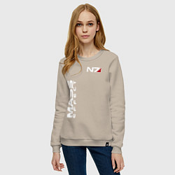 Свитшот хлопковый женский MASS EFFECT N7, цвет: миндальный — фото 2