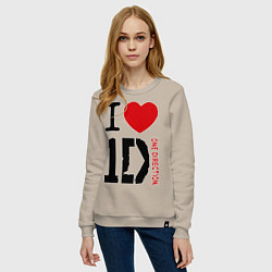 Свитшот хлопковый женский I love 1D, цвет: миндальный — фото 2