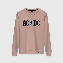 Свитшот хлопковый женский AC/DC, цвет: пыльно-розовый
