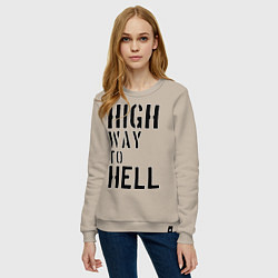 Свитшот хлопковый женский High way to hell, цвет: миндальный — фото 2