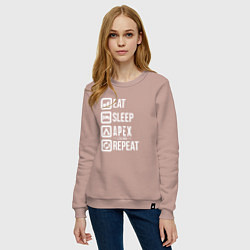 Свитшот хлопковый женский Eat, Sleep, Apex, Repeat, цвет: пыльно-розовый — фото 2