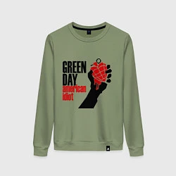 Свитшот хлопковый женский Green Day: American idiot, цвет: авокадо