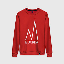 Свитшот хлопковый женский Москва-белый логотип-2, цвет: красный