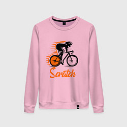 Свитшот хлопковый женский Cycling scratch race, цвет: светло-розовый