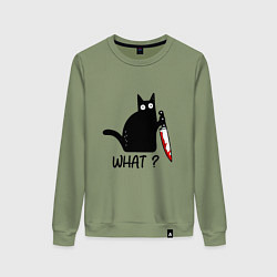 Свитшот хлопковый женский What cat, цвет: авокадо