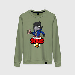 Свитшот хлопковый женский BRAWL STARS CROW, цвет: авокадо