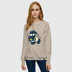 Свитшот хлопковый женский Tardis Totoro, цвет: миндальный — фото 2