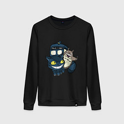 Свитшот хлопковый женский Tardis Totoro, цвет: черный