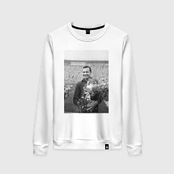 Свитшот хлопковый женский Великий Лев Яшин, цвет: белый