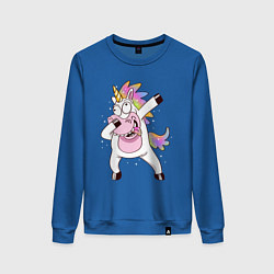 Свитшот хлопковый женский Dabbing Unicorn, цвет: синий