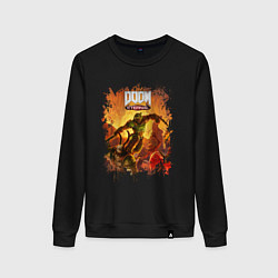 Свитшот хлопковый женский DOOM, цвет: черный