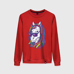 Свитшот хлопковый женский Rasta Unicorn, цвет: красный