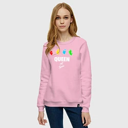 Свитшот хлопковый женский Queen, цвет: светло-розовый — фото 2