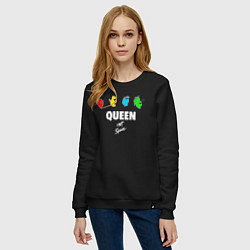 Свитшот хлопковый женский Queen, цвет: черный — фото 2