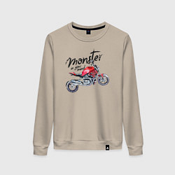 Свитшот хлопковый женский Monster, цвет: миндальный