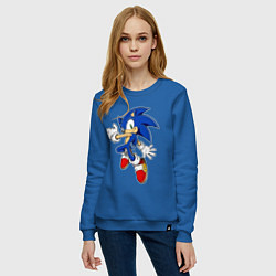 Свитшот хлопковый женский Sonic, цвет: синий — фото 2