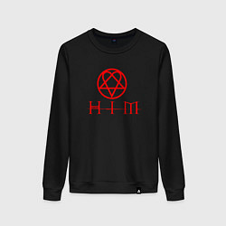 Свитшот хлопковый женский HIM LOGO RED, цвет: черный