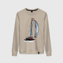 Свитшот хлопковый женский Парусник, цвет: миндальный