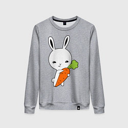 Свитшот хлопковый женский Зайчик с морковкой, цвет: меланж