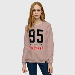 Свитшот хлопковый женский 95 Chechnya, цвет: пыльно-розовый — фото 2
