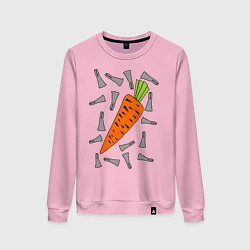 Свитшот хлопковый женский Морковка кролика, цвет: светло-розовый