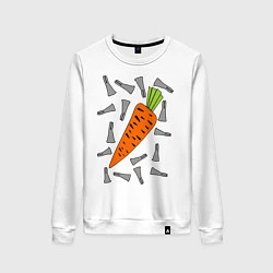 Свитшот хлопковый женский Морковка кролика, цвет: белый