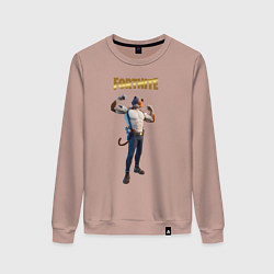 Свитшот хлопковый женский Meowcles Fortnite 2, цвет: пыльно-розовый