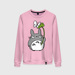 Свитшот хлопковый женский Totoro и бабочка, цвет: светло-розовый