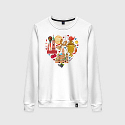 Свитшот хлопковый женский LOVE RUSSIA, цвет: белый