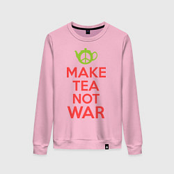 Свитшот хлопковый женский Make tea not war, цвет: светло-розовый