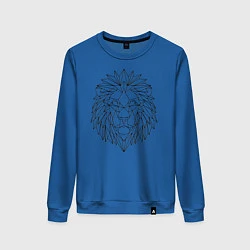 Свитшот хлопковый женский Геометрический Лев, цвет: синий