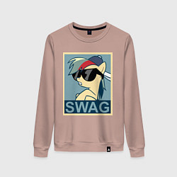 Свитшот хлопковый женский Rainbow Dash swag, цвет: пыльно-розовый