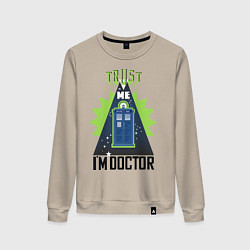 Свитшот хлопковый женский Trust me, i'm doctor who, цвет: миндальный