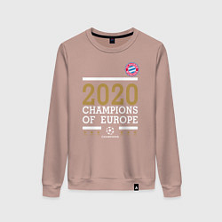 Свитшот хлопковый женский FC Bayern Munchen Champions of Europe 2020, цвет: пыльно-розовый
