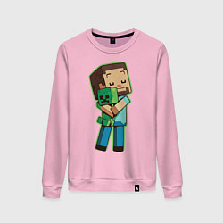 Свитшот хлопковый женский Minecraft, цвет: светло-розовый