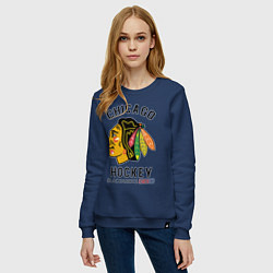 Свитшот хлопковый женский CHICAGO BLACKHAWKS NHL, цвет: тёмно-синий — фото 2