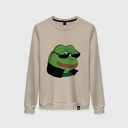 Свитшот хлопковый женский Pepe в очках EZ, цвет: миндальный