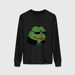Свитшот хлопковый женский Pepe в очках EZ, цвет: черный