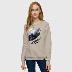 Свитшот хлопковый женский Кен Канеки, цвет: миндальный — фото 2